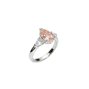 Pear tilogy-pink diamond ring
