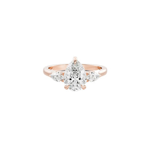 Pear trilogy lab-grown diamond ring in 18K rose gold