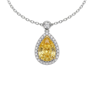 Radiant Pear Yellow Diamond Pendant Necklace