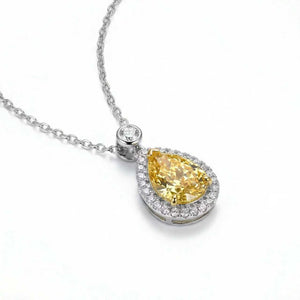 Radiant Pear Yellow Diamond Pendant Necklace