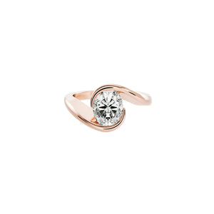 Suspended Oval Solitaire Wrap Lab-Grown Diamond Ring in 18K Rose Gold