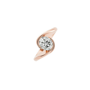 Suspended Oval Solitaire Wrap Lab-Grown Diamond Ring in 18K Rose Gold
