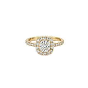 Cushion Halo Ring with Pavé Band