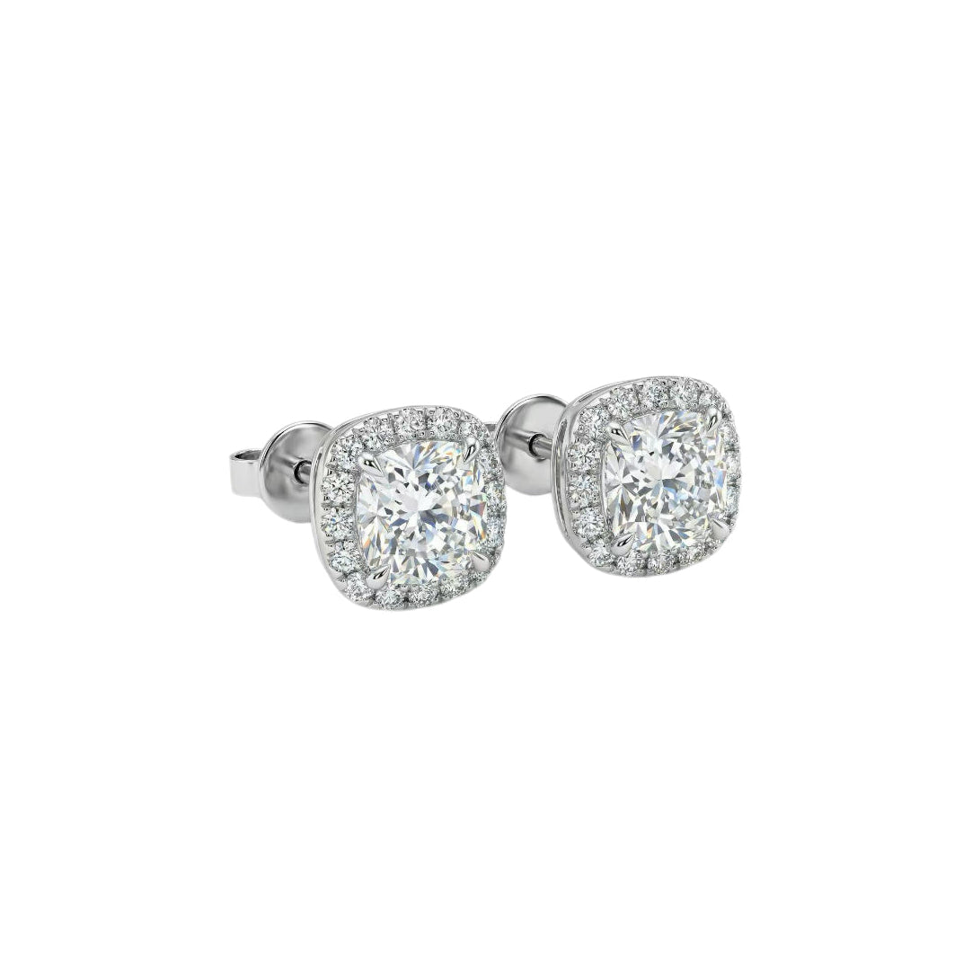 Cushion Halo Diamond Earrings