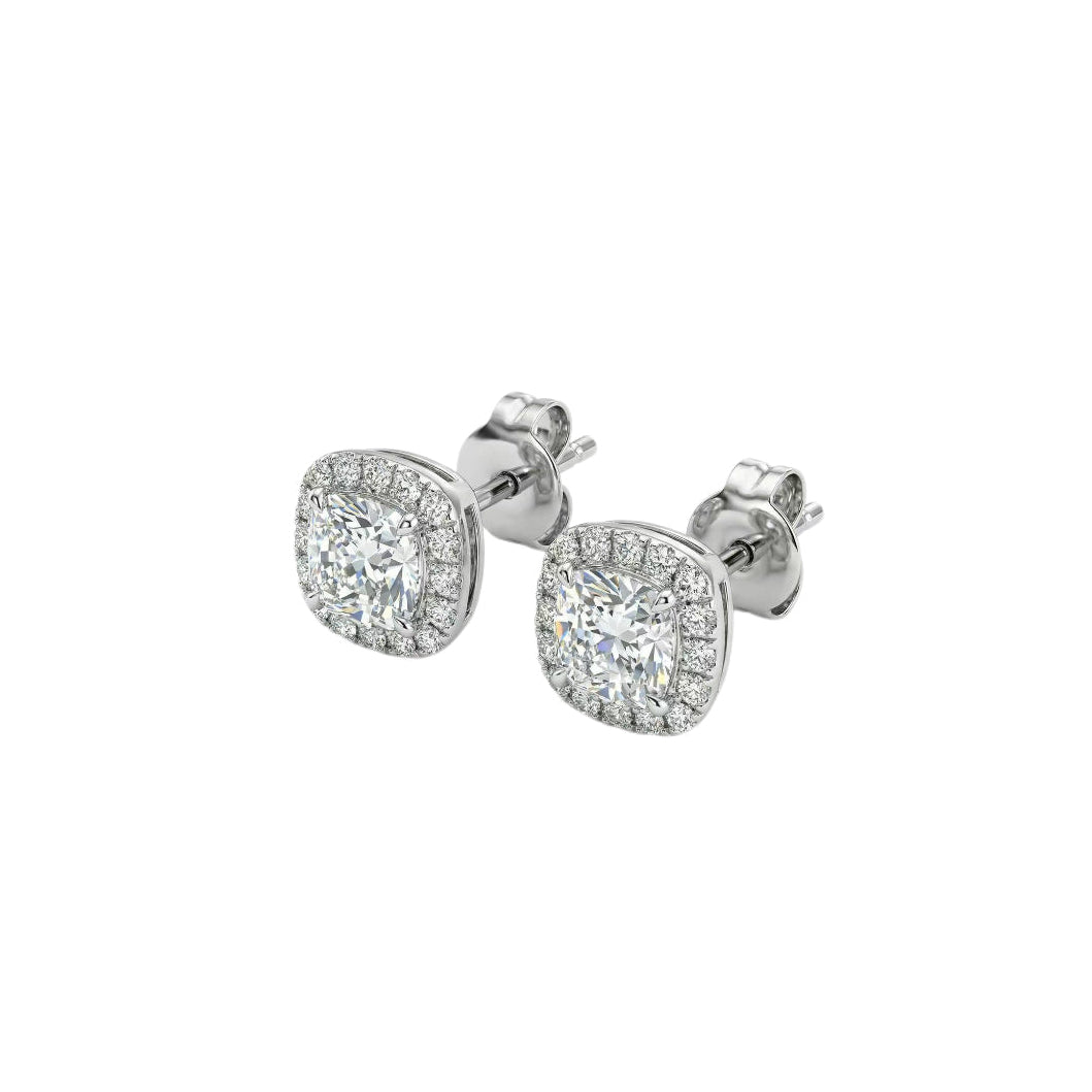 Cushion Halo Diamond Earrings