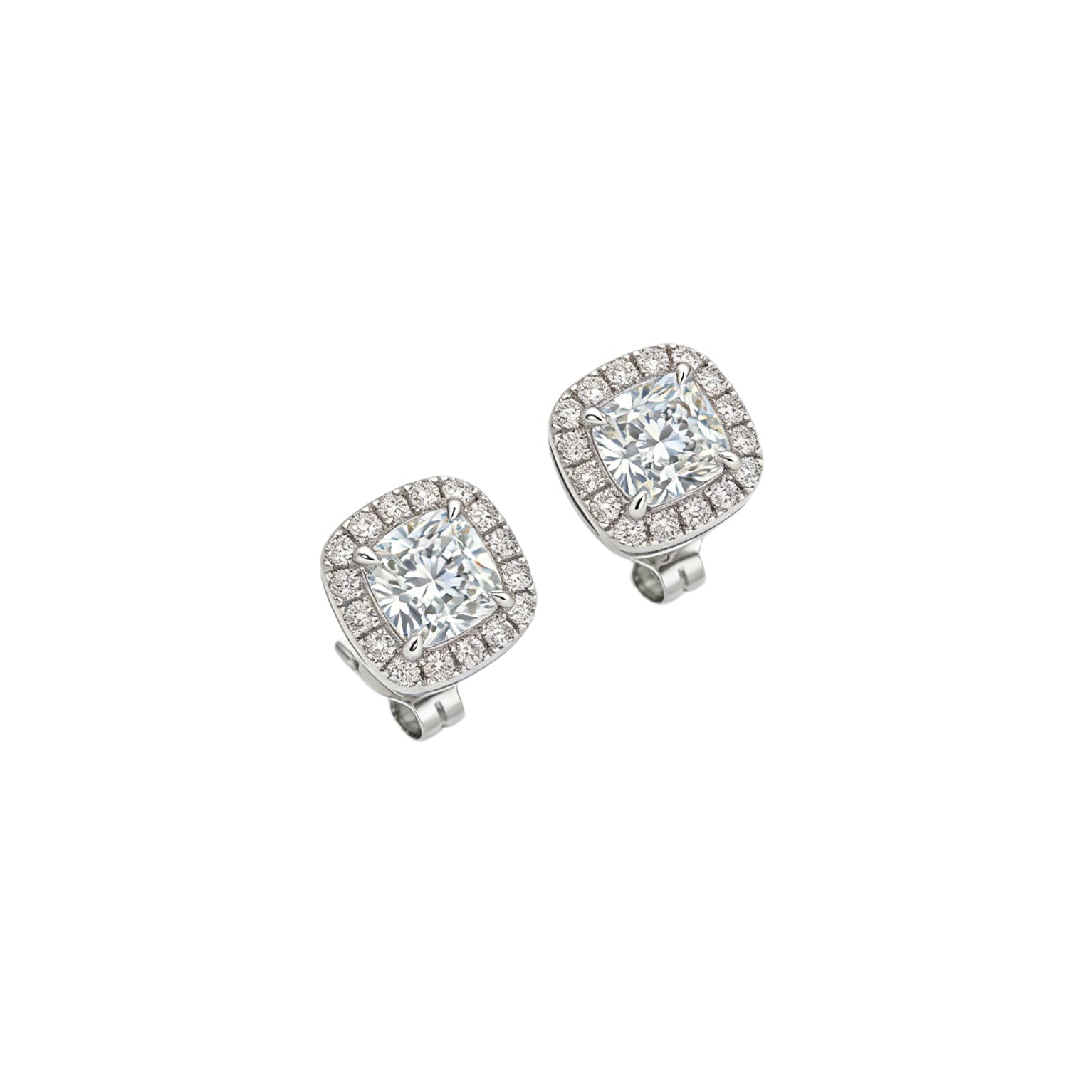 Cushion Halo Diamond Earrings2