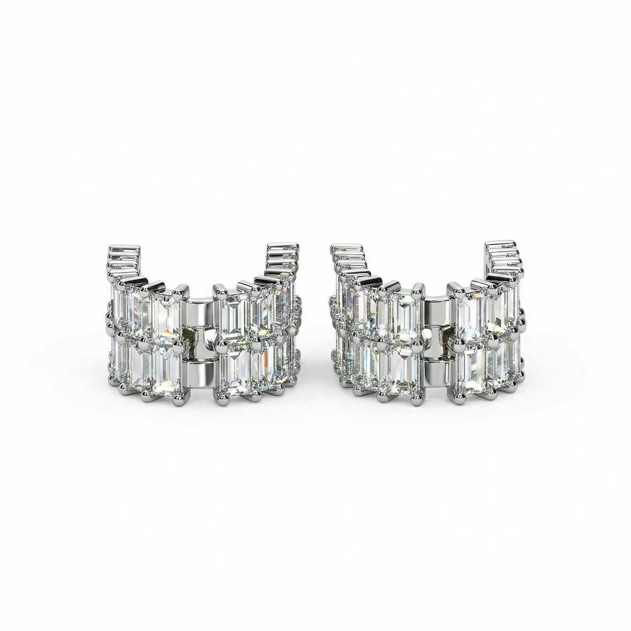 Emerald-Cut Diamond Hoop Earrings