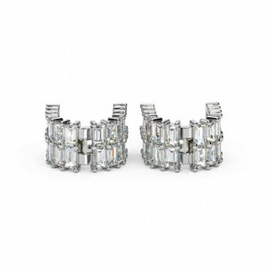 Emerald-Cut Diamond Hoop Earrings
