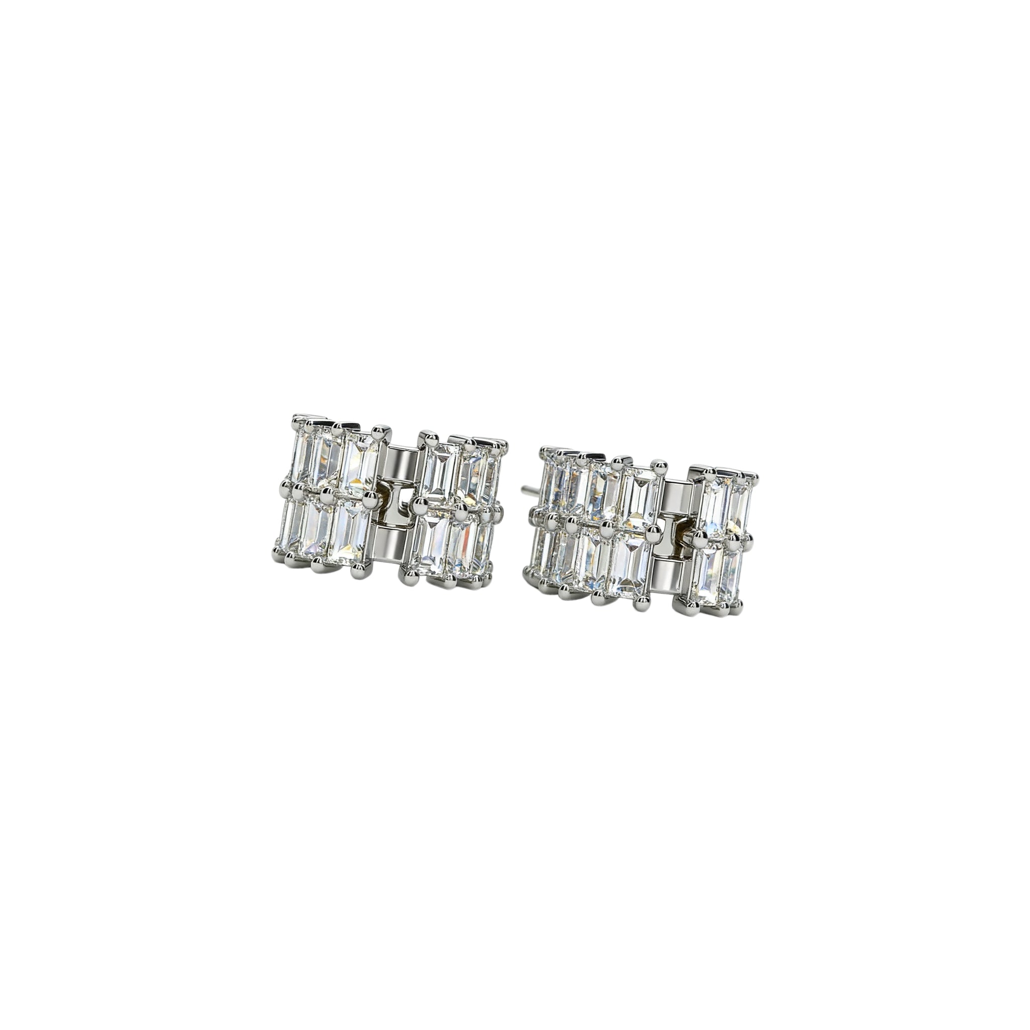 Emerald-Cut Diamond Hoop Earrings