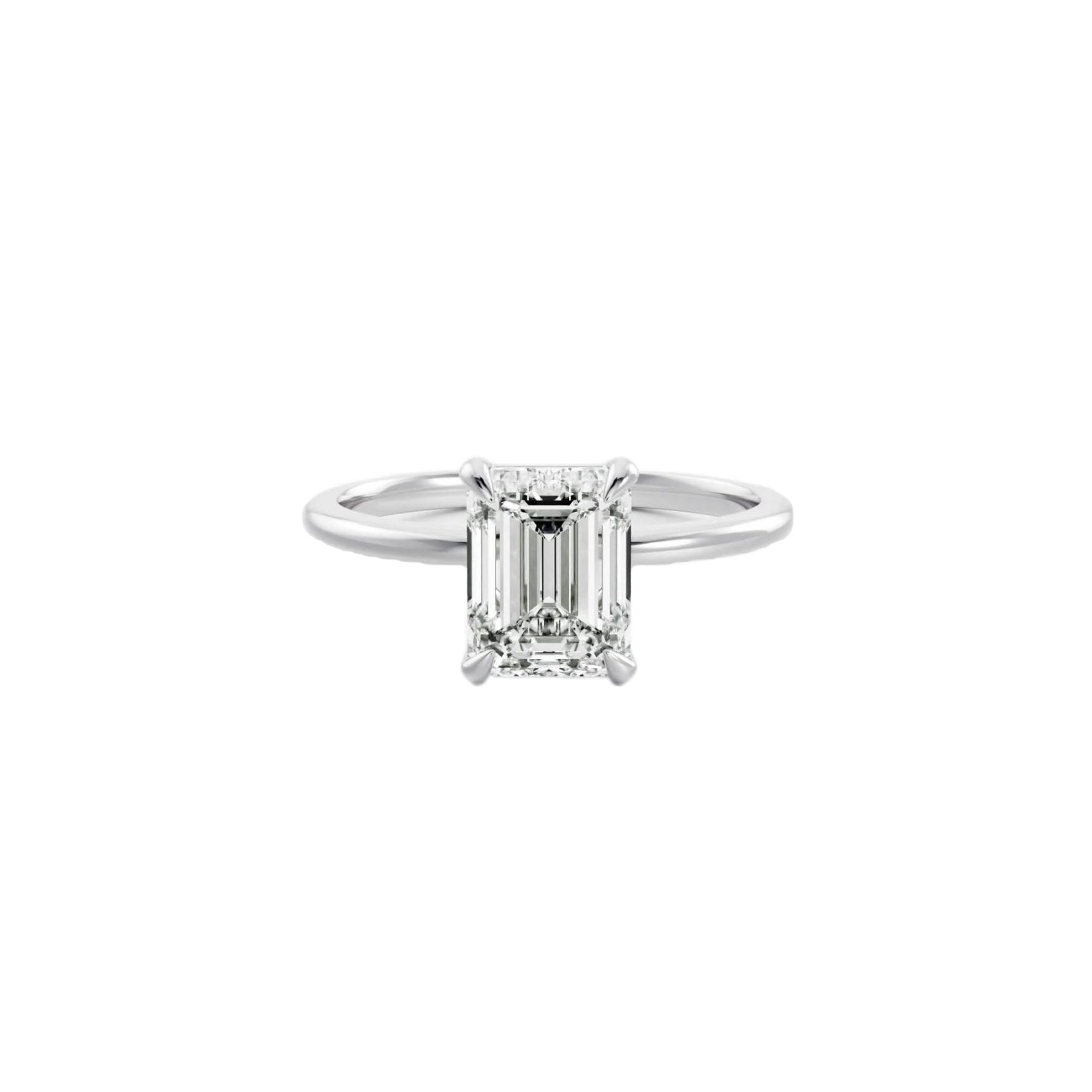 Emerald Solitaire Lab-Grown Diamond Ring