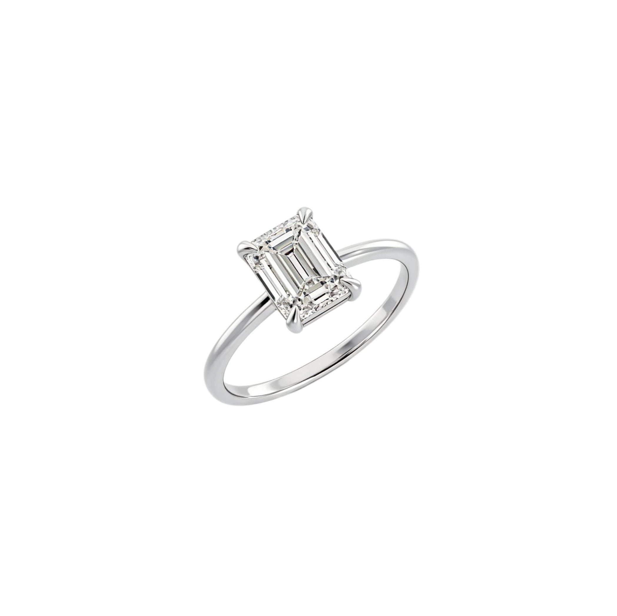 Emerald Solitaire Lab-Grown Diamond Ring