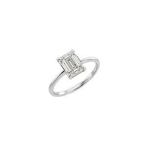 Emerald Solitaire Lab-Grown Diamond Ring