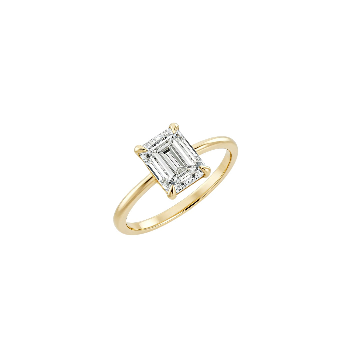 Emerald Solitaire Lab-Grown Diamond Ring