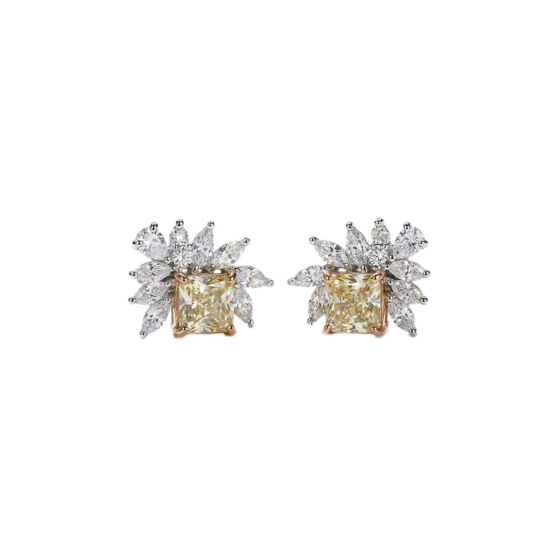 Golden Starburst Yellow Diamond Earring