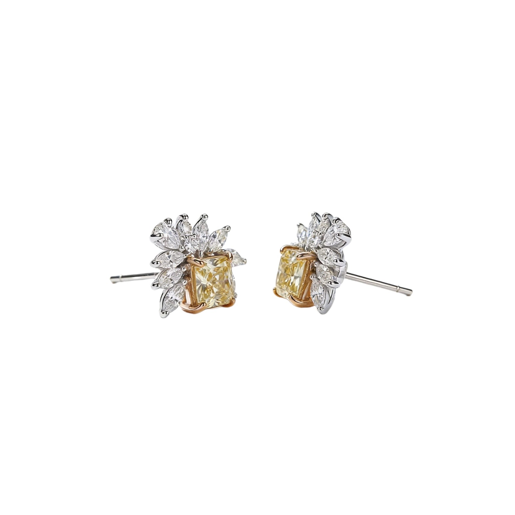 Golden Starburst Yellow Diamond Earring