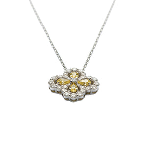 Lucky Clover Yellow Diamond Pendant Necklace