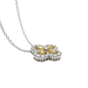 Lucky Clover Yellow Diamond Pendant Necklace