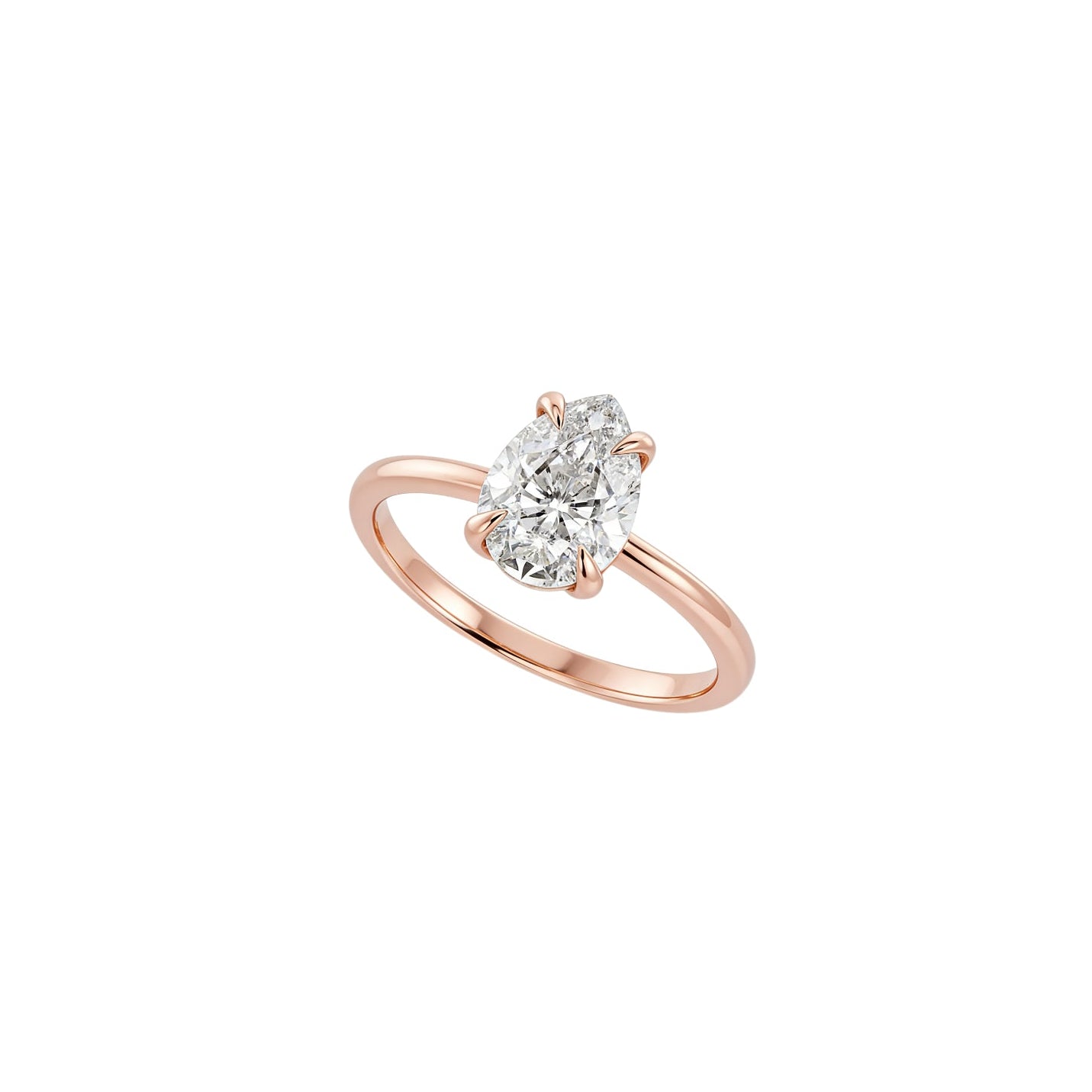 Pear Solitaire Lab-Grown Diamond Ring in 18K Rose Gold