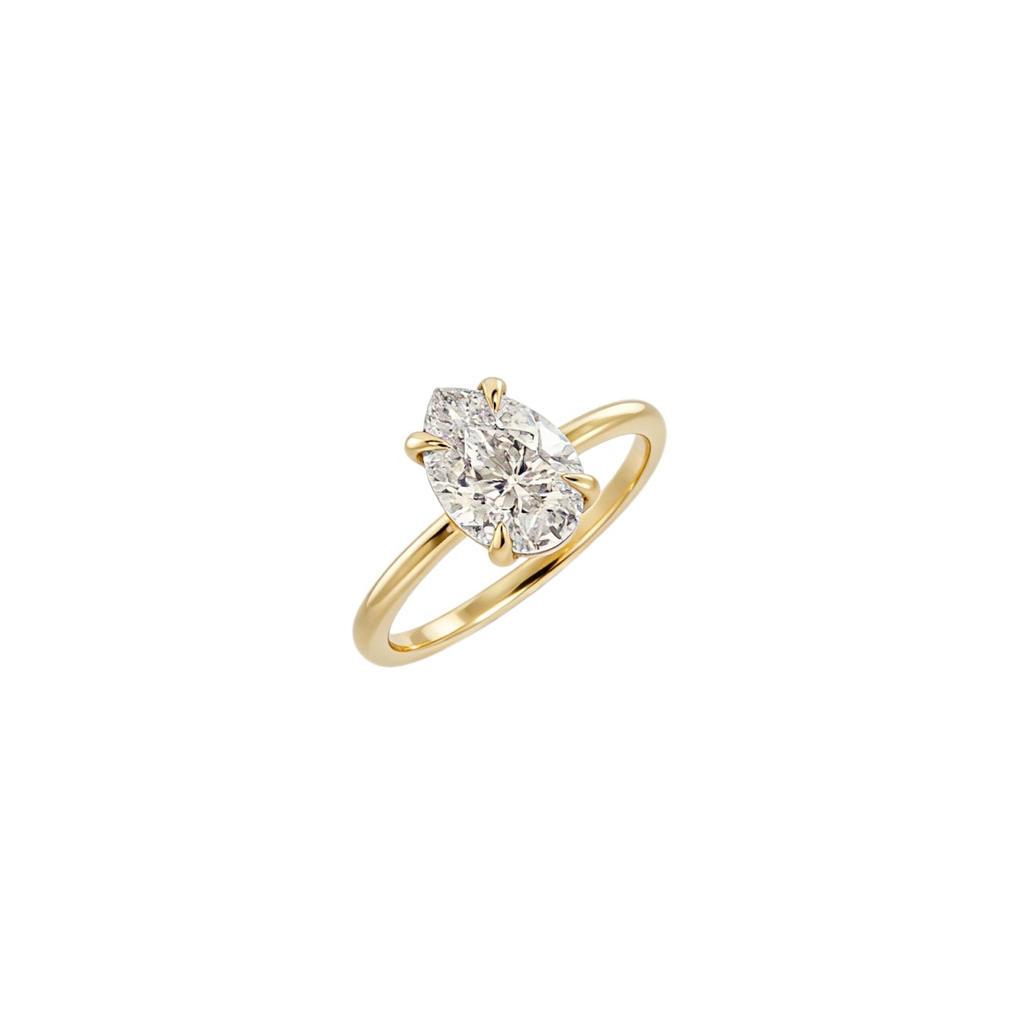 Pear Solitaire Lab-Grown Diamond Ring in 18K Yellow Gold