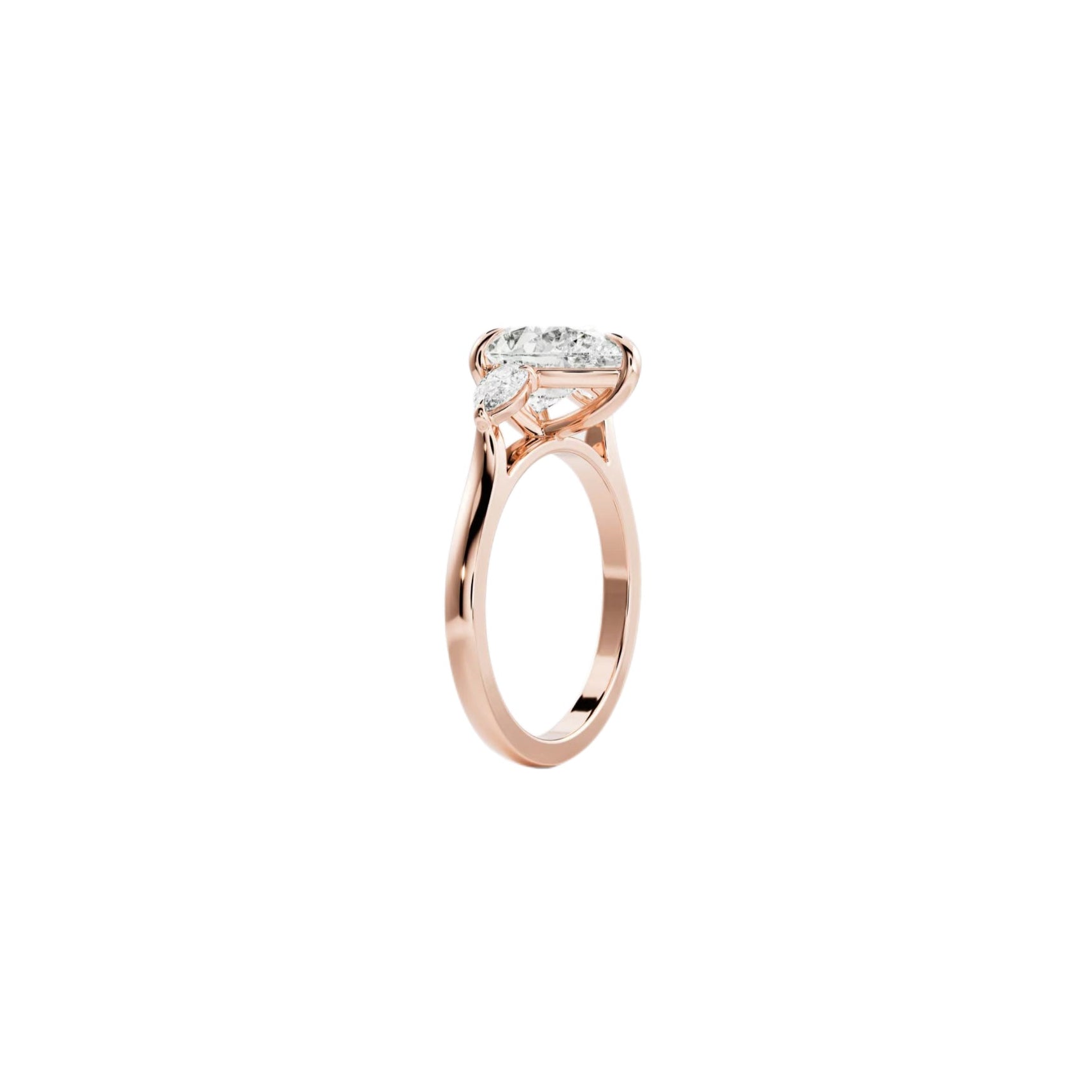 Pear trilogy lab-grown diamond ring in 18K rose gold