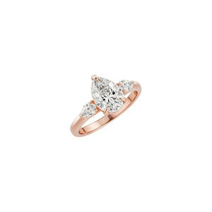 Pear trilogy lab-grown diamond ring in 18K rose gold
