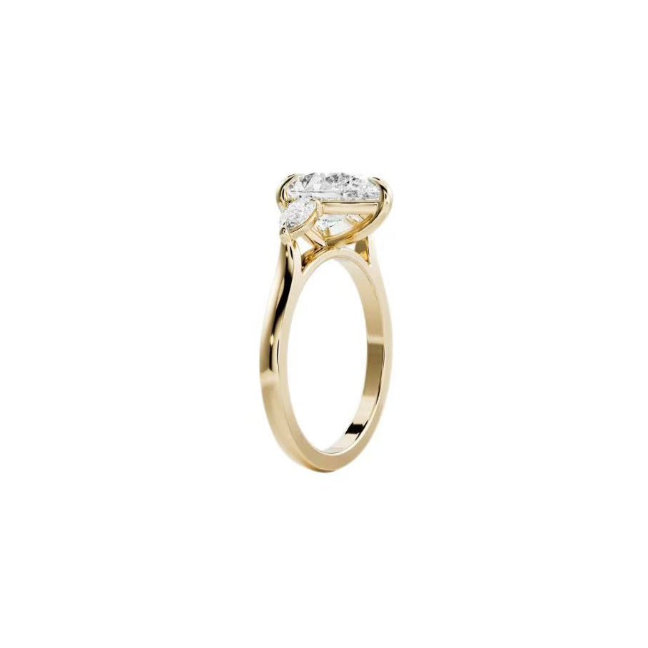 Pear trilogy lab-grown diamond ring in 18K yellow gold