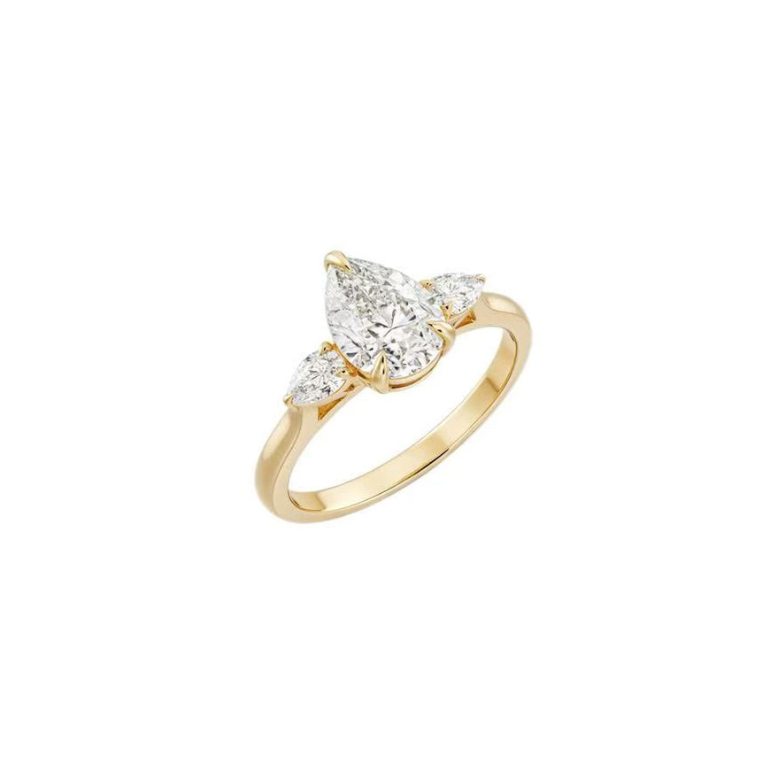 Pear trilogy lab-grown diamond ring in 18K yellow gold