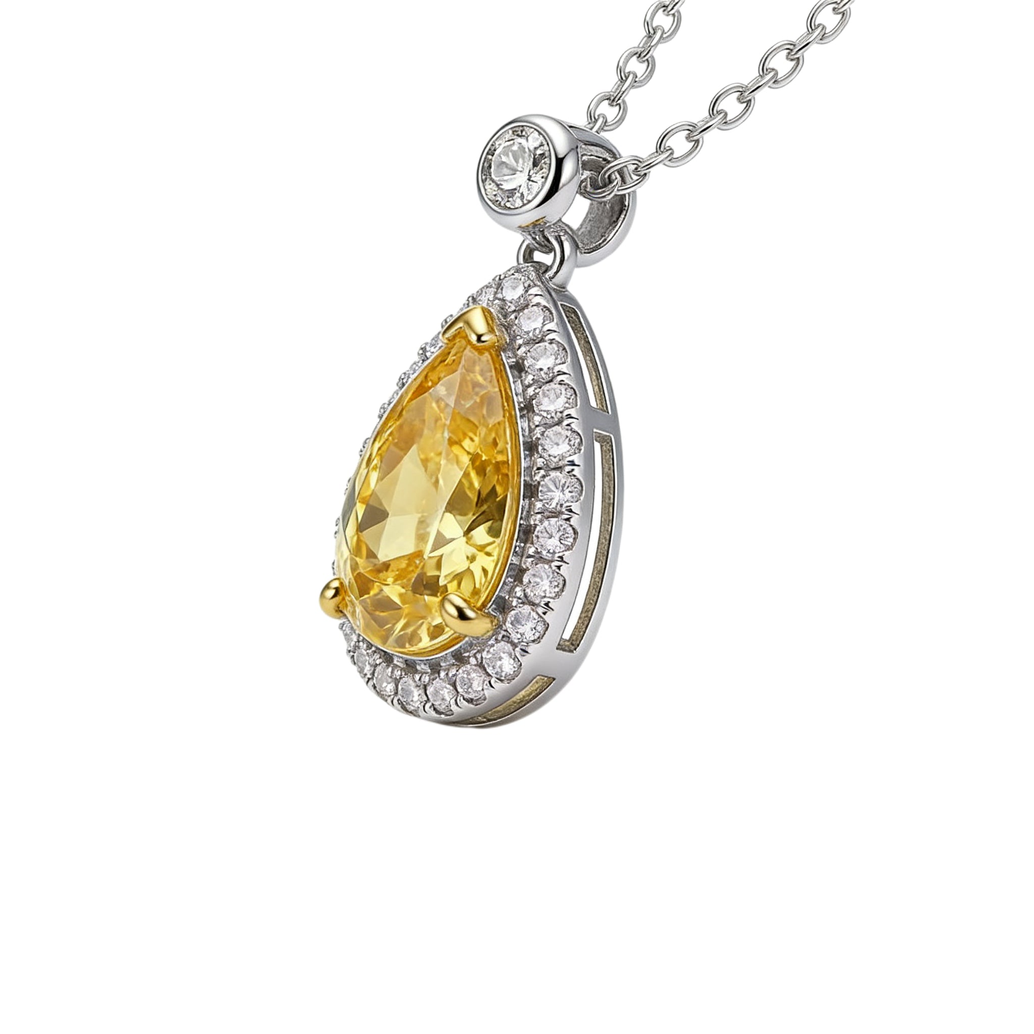 Radiant Pear Yellow Diamond Pendant Necklace