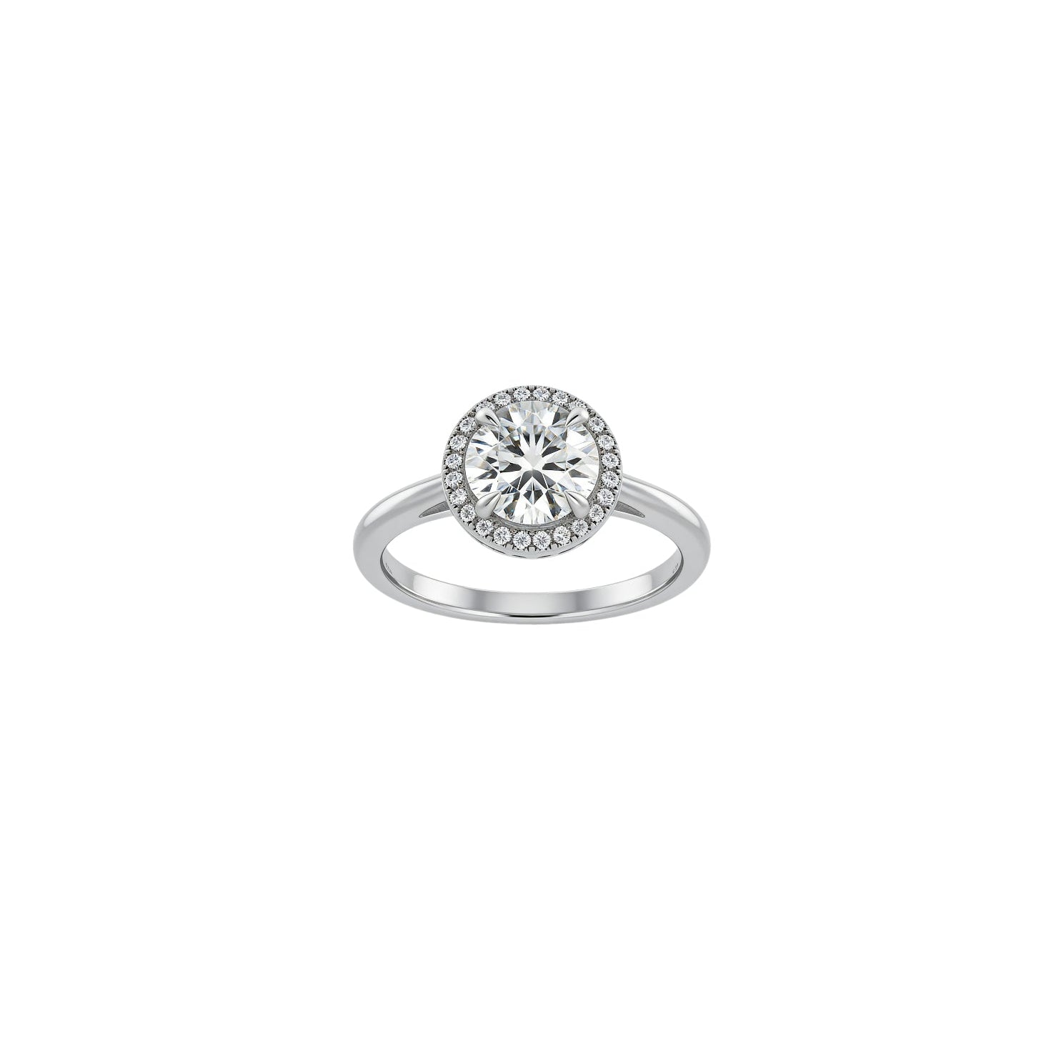 Round Halo Lab-Grown Diamond Ring In Platinum