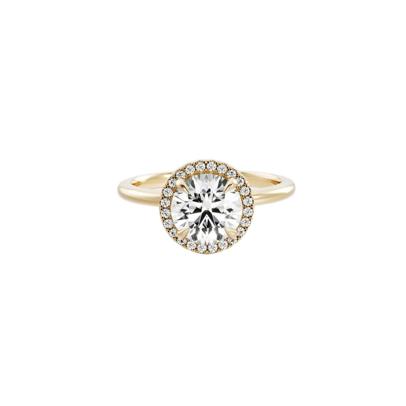 Round Halo Lab-Grown Diamond Ring in 18K Yellow Gold