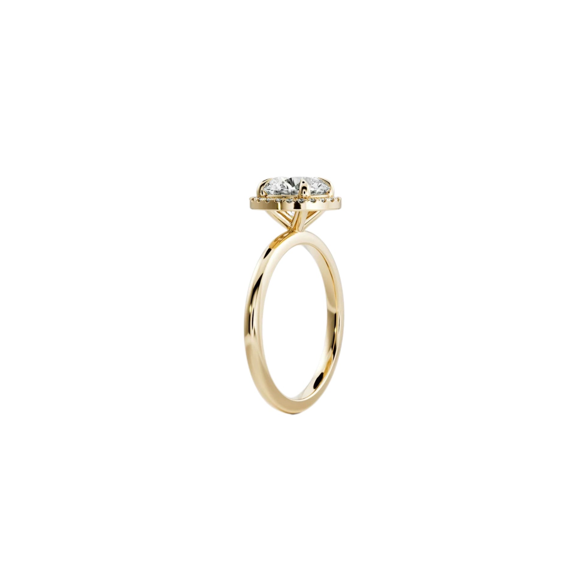 Round Halo Lab-Grown Diamond Ring in 18K Yellow Gold