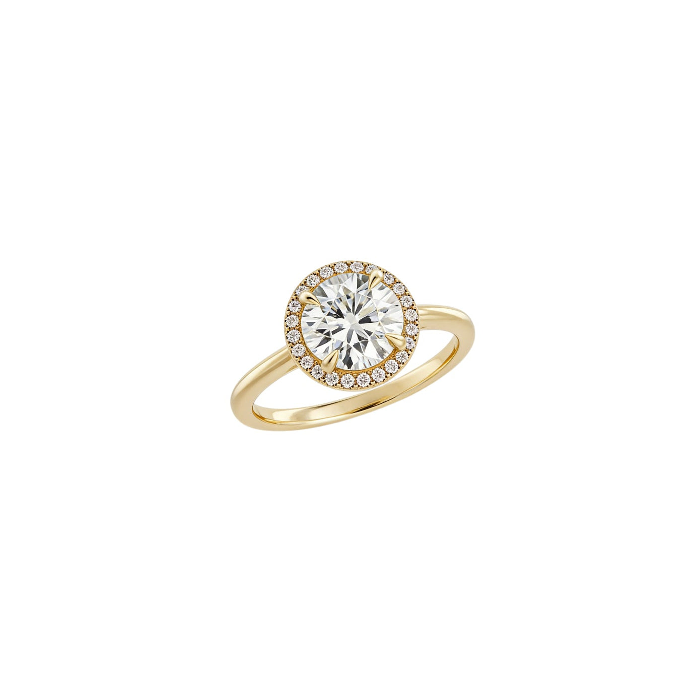 Round Halo Lab-Grown Diamond Ring in 18K Yellow Gold