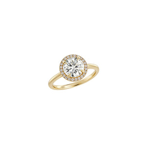 Round Halo Lab-Grown Diamond Ring in 18K Yellow Gold