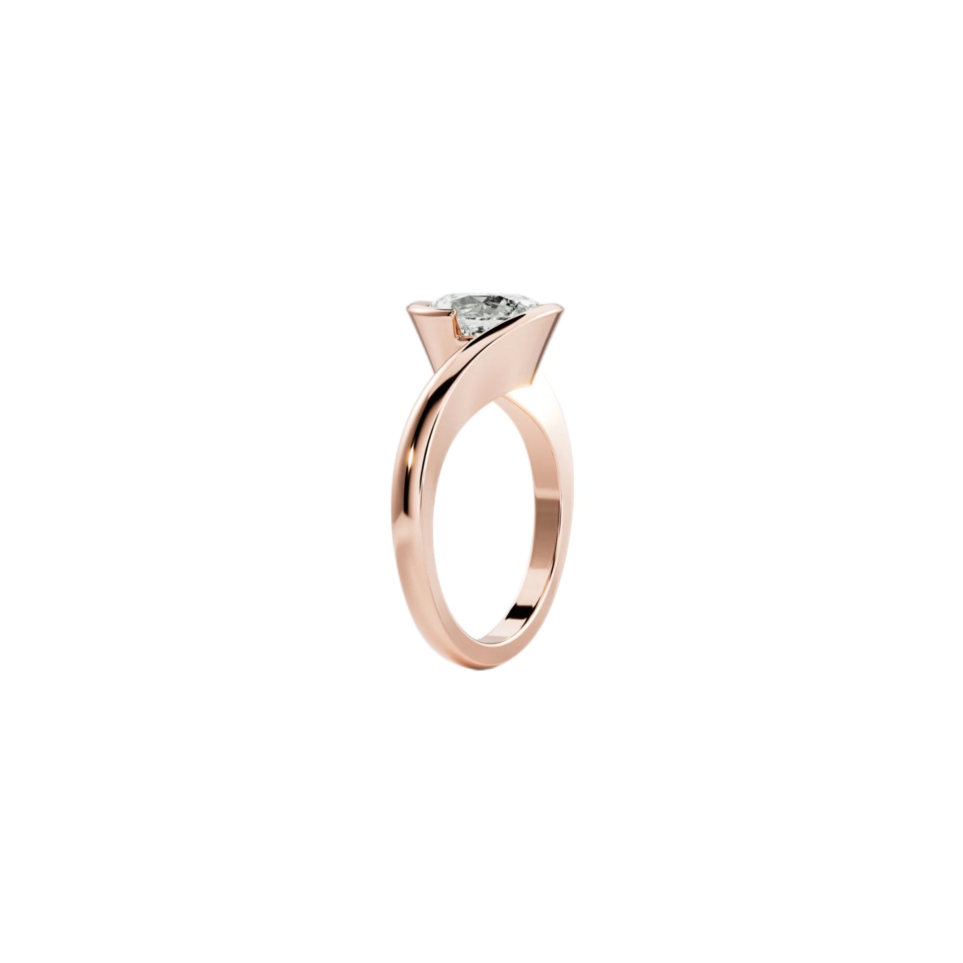 Suspended Oval Solitaire Wrap Lab-Grown Diamond Ring in 18K Rose Gold