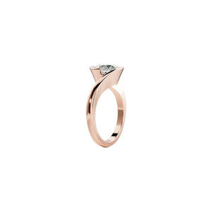 Suspended Oval Solitaire Wrap Lab-Grown Diamond Ring in 18K Rose Gold
