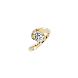Suspended Oval Solitaire Wrap Lab-Grown Diamond Ring in 18K Yellow Gold