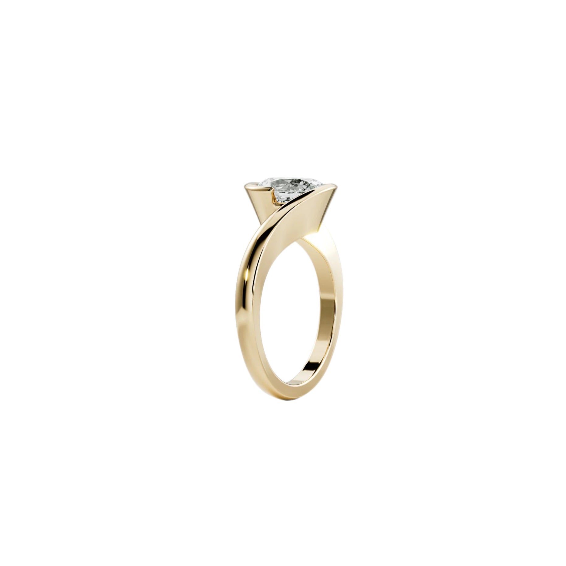 Suspended Oval Solitaire Wrap Lab-Grown Diamond Ring in 18K Yellow Gold