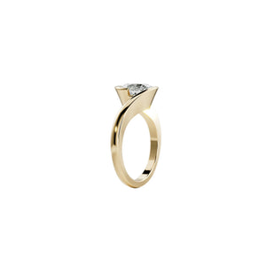 Suspended Oval Solitaire Wrap Lab-Grown Diamond Ring in 18K Yellow Gold